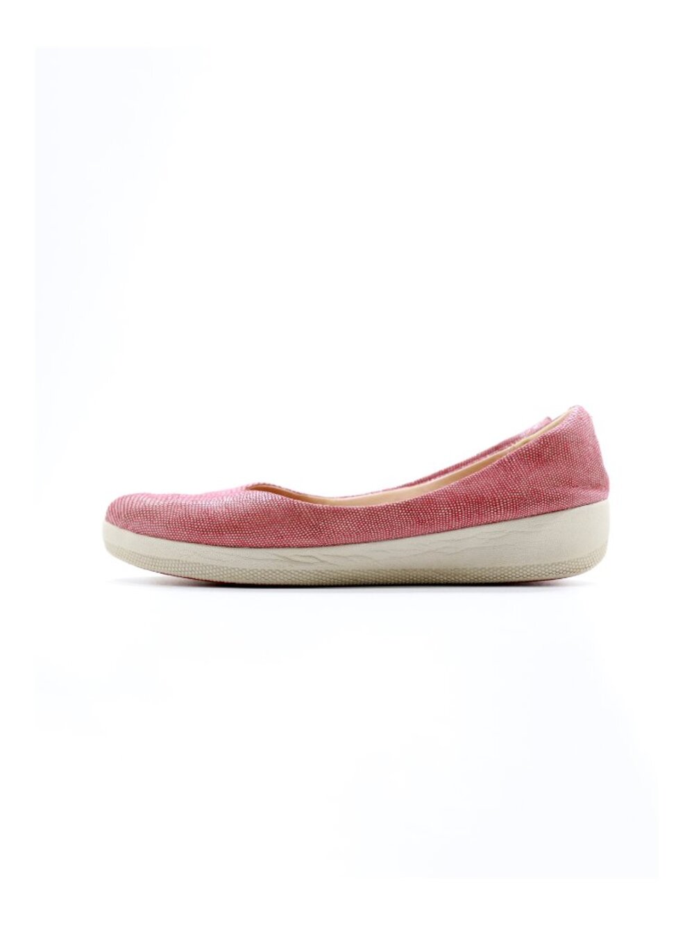 FitFlop Superballerina Pink Lizard Print Leather Lightweight Ballet Flats - 10